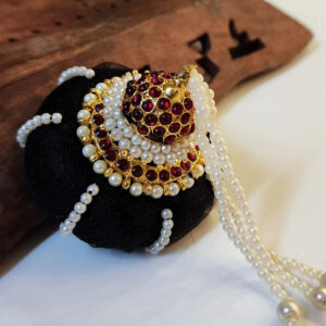 Full Red Stoned Andal Kondai with Pearl work